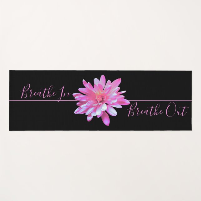 Pink floral Pink Daisy  - breathe in . breathe out Yoga Mat (Front (Horizontal))