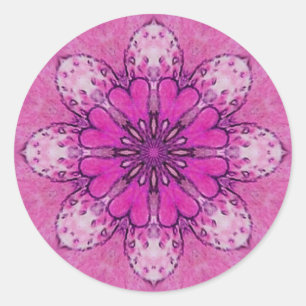 PINK FLORAL  pink violet purple white Classic Round Sticker