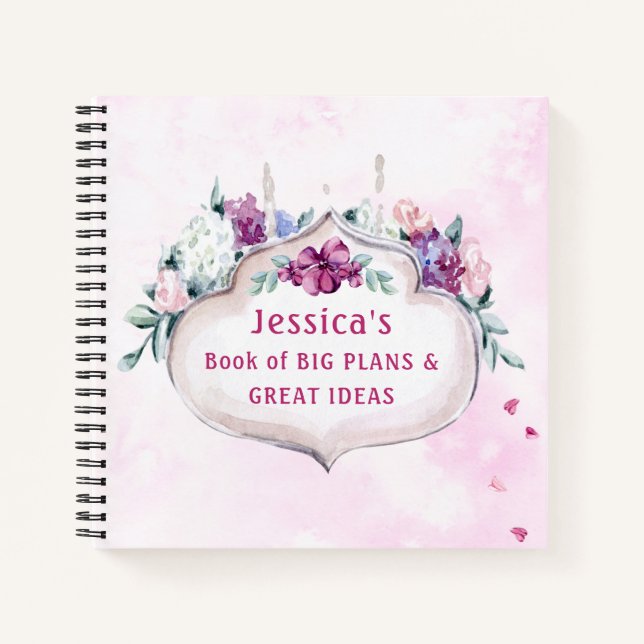Pink Floral | Plans and Great Ideas Notebook (Front)