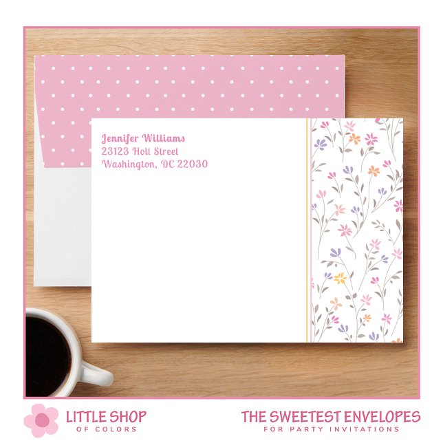 Pink Floral Polka Dot Customisable Envelope (Creator Uploaded)