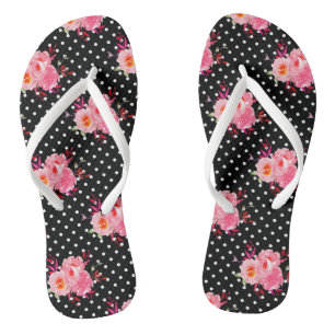 Pink Floral Polka dot Flip Flops