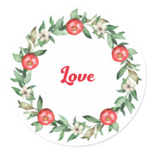 Pink Floral Pomegranate Spiritual Stickers - Love