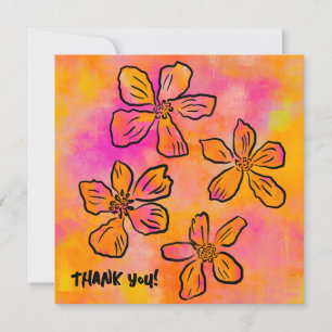 Pink Floral Pop "Thank you!" Thank You Card
