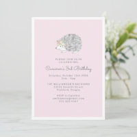 Pink Floral Porcupine Cute 3rd Birthday Party