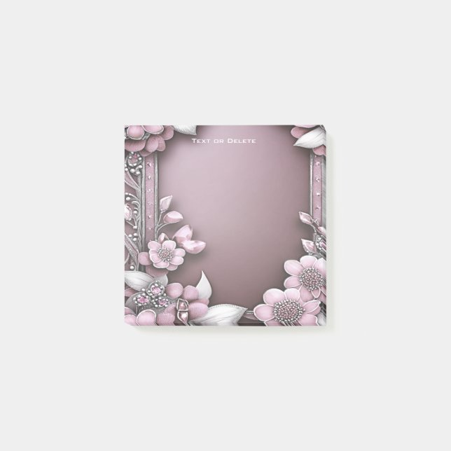 Pink Floral Post it Notes (Front)