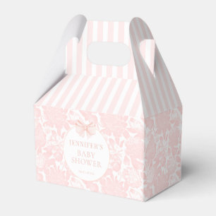 Pink floral preppy bow baby girl shower favor box