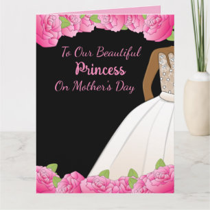 Pink Floral Princes African American Mother's Day Card