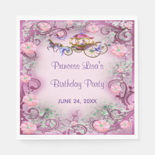 Pink Floral Princess Fairy Tail Birthday Napkin