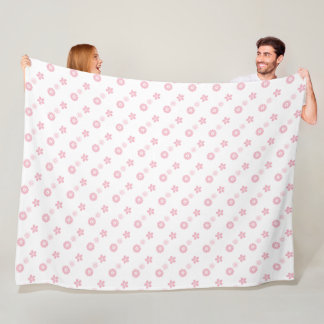 Pink floral print on white fleece blanket