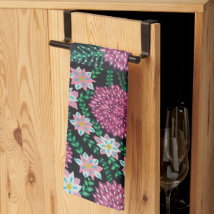 Pink Floral Print Tea Towel