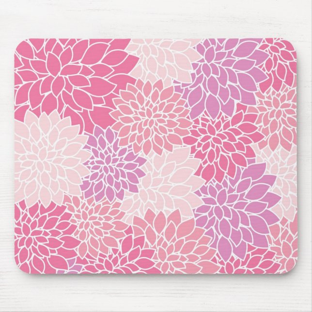 Pink Floral Printed Mousepad (Front)