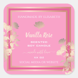 Pink Floral Product Packaging Labels Vanilla Rose