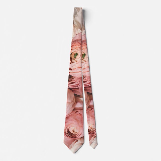 Pink Floral Professional Flowers Pattern Tie (Front)