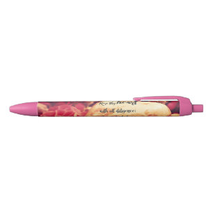 Pink Floral: Psalms Heart Scripture Black Ink Pen