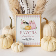 Pink Floral Pumpkin 8x10 Favour Table Sign