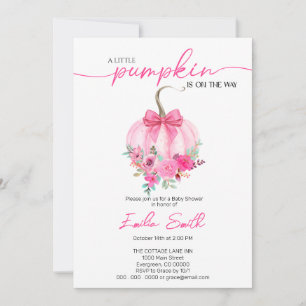 Pink Floral Pumpkin Autumn fall Baby Shower  Invitation