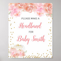 Pink floral pumpkin Baby Shower Headband Station
