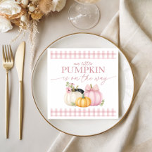 Pink Floral Pumpkin Baby Shower Napkins