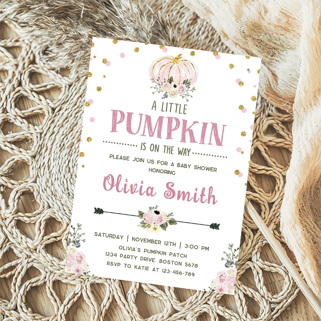 Pink Floral Pumpkin Fall Baby Shower Invitation (Creator Uploaded)