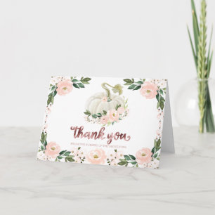 Pink Floral Pumpkin Fall Baby Shower Thank You Car Card