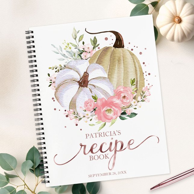 Pink Floral Pumpkin Fall Bridal Shower Recipe Book (Creator Uploaded)