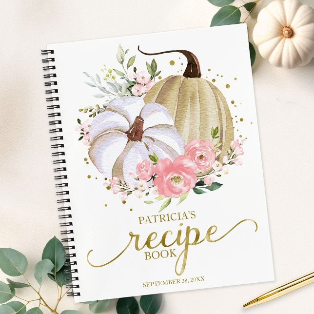 Pink Floral Pumpkin Fall Bridal Shower Recipe Book (Creator Uploaded)