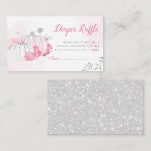 Pink Floral Pumpkin Girl Baby Shower Diaper Raffle Enclosure Card