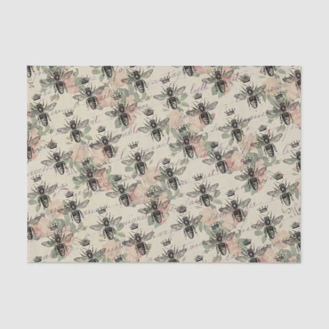 Pink Floral Queen Bee Tissue Paper (Front)
