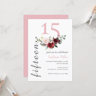 Pink Floral Quinceañera Invitation