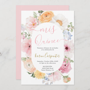 Pink Floral Quinceanera Invitation