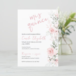 Pink Floral Quinceañera Invitation