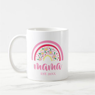 Pink Floral Rainbow, Mum Gift, Mothers Day Gift Coffee Mug
