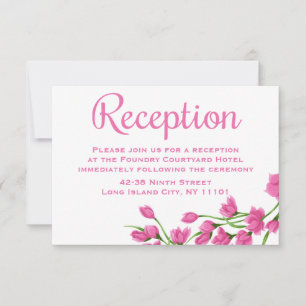 Pink Floral Reception Fuchsia Flowers Wedding Invitation
