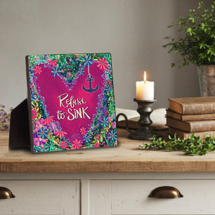 Pink Floral Refuse to Sink Anchor Inspirivity Plaque