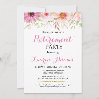 Pink Floral Retirement Party Invitation
