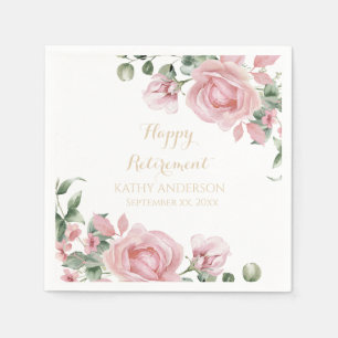 Pink Floral Retirement Party Napkin