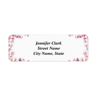 Pink Floral Return Address Label