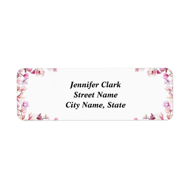 Pink Floral Return Address Label (Front)