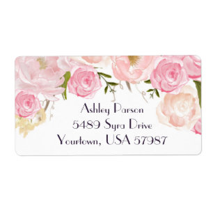 pink Floral return address label