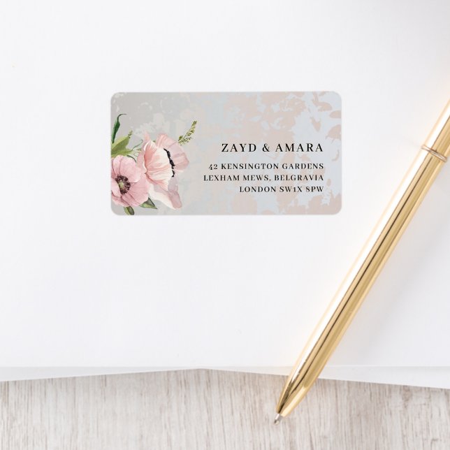 Pink Floral Return Address Labels | Botanical (Creator Uploaded)