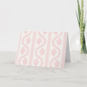 Pink Floral Ribbon Stripe on Cream Card