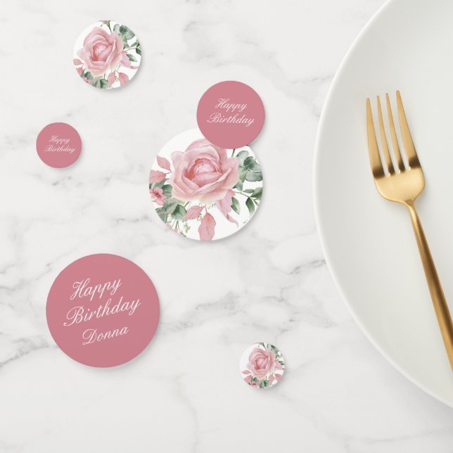 Pink Floral Rose Birthday Party  Confetti (Group)
