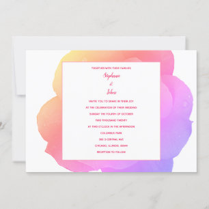 Pink Floral Rose Flower Art Modern Elegant Wedding Invitation