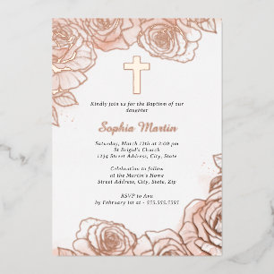 Pink Floral Rose Gold Girl Baptism