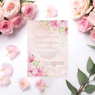 Pink floral rose gold luxury birthday