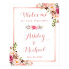 Pink Floral Rose Gold Wedding Welcome Sign