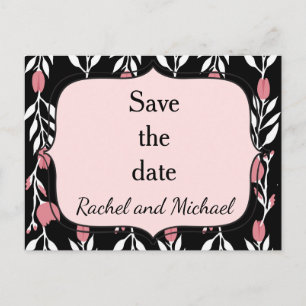 Pink Floral Rose Vine Save the Date Announcement Postcard