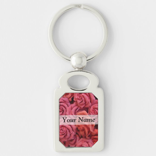 Pink floral roses key ring (Front)
