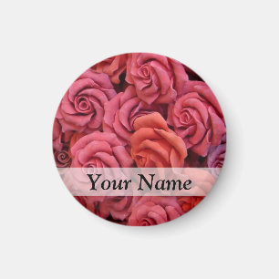 Pink floral roses magnet