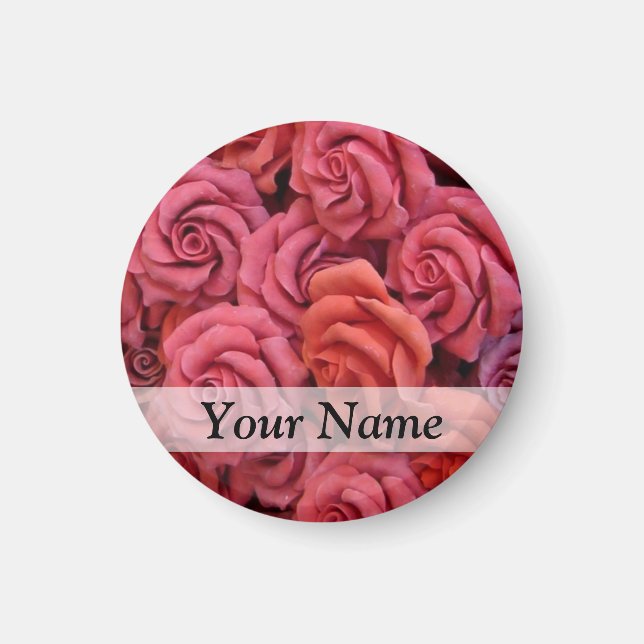 Pink floral roses magnet (Front)